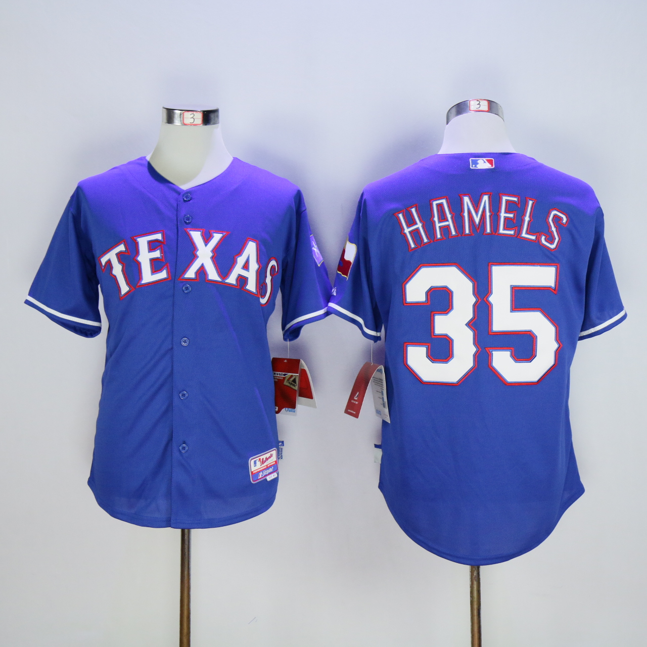 Men Texas Rangers 35 Hamels Blue MLB Jerseys